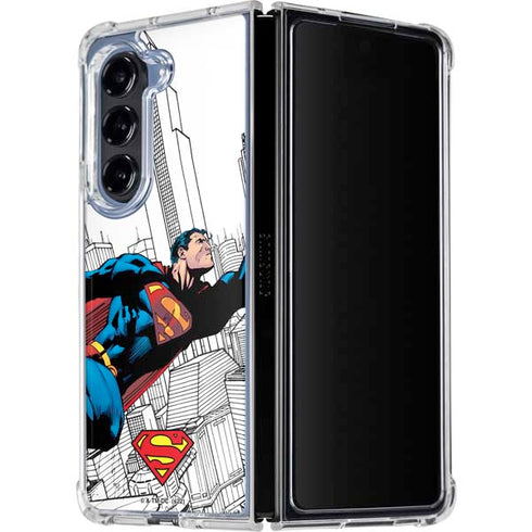 DC Comics Superman Super Speed Flying Over City Galaxy Z Fold5 5G Clear Case