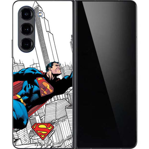 DC Comics Superman Super Speed Flying Over City Galaxy Z Fold5 5G Skin