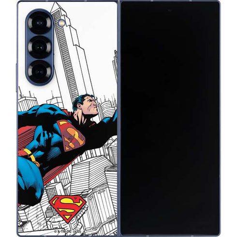 DC Comics Superman Super Speed Flying Over City Galaxy Z Fold6 Skin