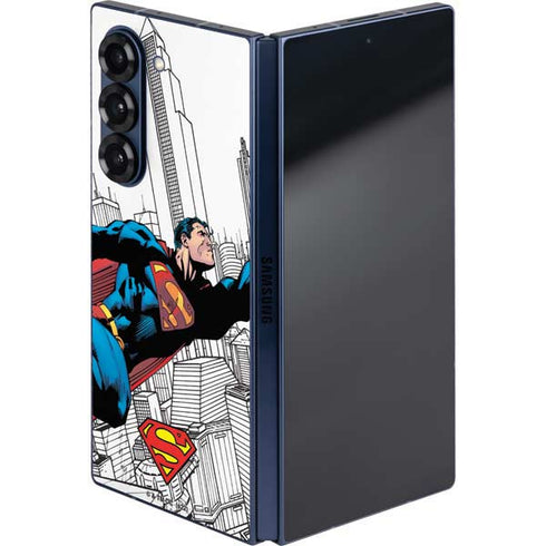 DC Comics Superman Super Speed Flying Over City Galaxy Z Fold6 Skin