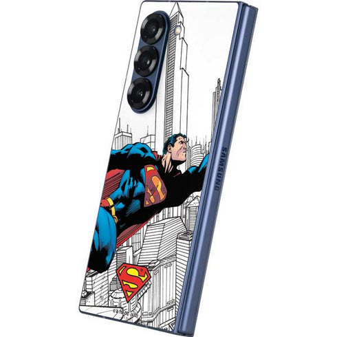 DC Comics Superman Super Speed Flying Over City Galaxy Z Fold6 Skin