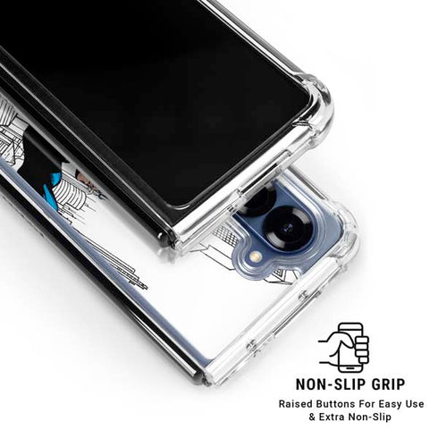 DC Comics Superman Super Speed Flying Over City Galaxy Z Fold7 Clear Case