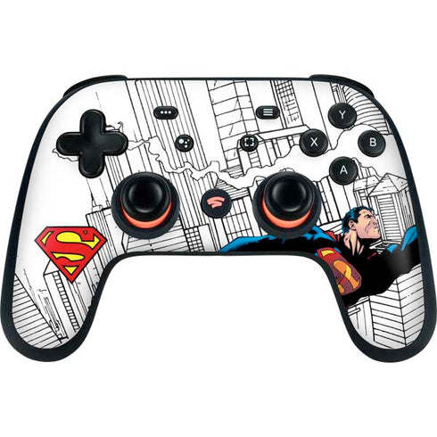 DC Comics Superman Super Speed Flying Over City Google Stadia Controller Skin