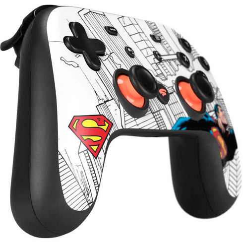 DC Comics Superman Super Speed Flying Over City Google Stadia Controller Skin