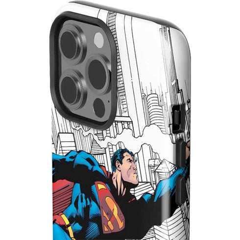 DC Comics Superman Super Speed Flying Over City iPhone 15 Pro Impact Case