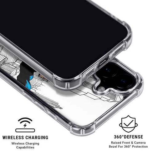 DC Comics Superman Super Speed Flying Over City iPhone 16 Plus Clear Case