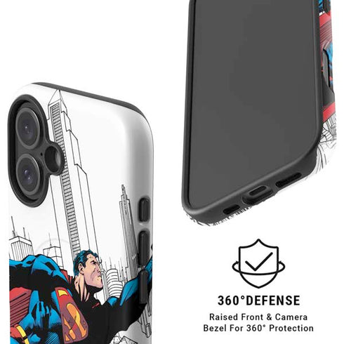 DC Comics Superman Super Speed Flying Over City iPhone 16 Plus Magsafe Impact Case