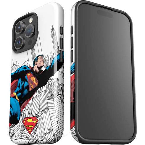 DC Comics Superman Super Speed Flying Over City iPhone 16 Pro Impact Case