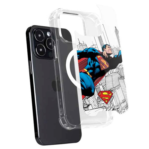 DC Comics Superman Super Speed Flying Over City iPhone 16 Pro MagSafe Case