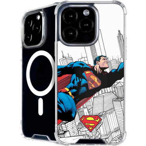 DC Comics Superman Super Speed Flying Over City iPhone 16 Pro Max MagSafe Case