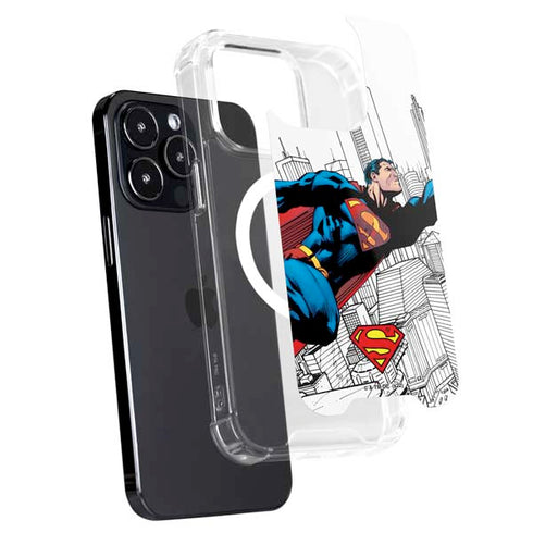 DC Comics Superman Super Speed Flying Over City iPhone 16 Pro Max MagSafe Case