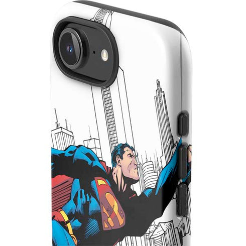 DC Comics Superman Super Speed Flying Over City iPhone 16e Impact Case