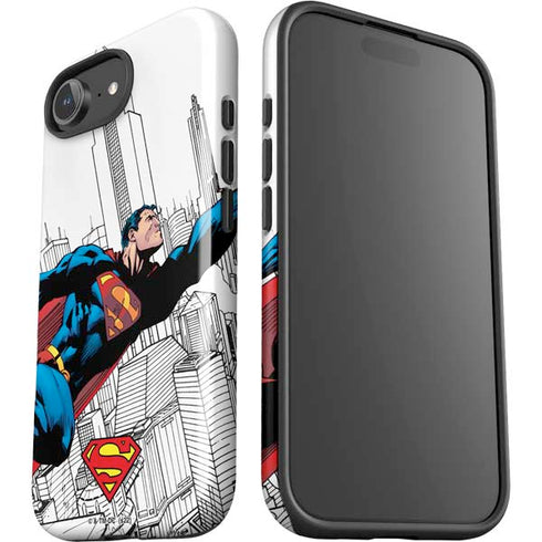 DC Comics Superman Super Speed Flying Over City iPhone 16e Impact Case