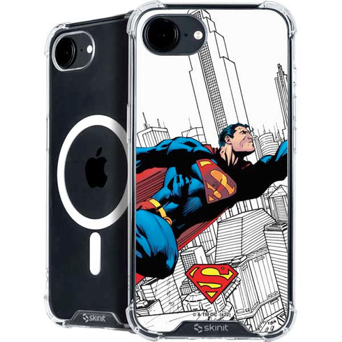 DC Comics Superman Super Speed Flying Over City iPhone 16e MagSafe Case