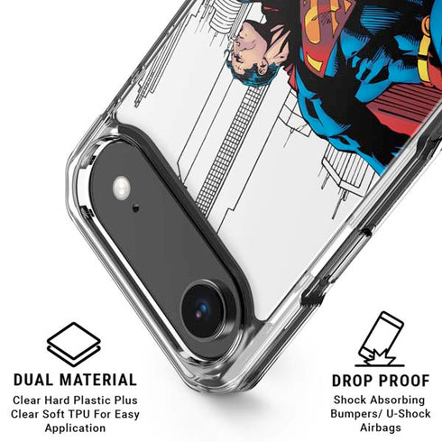 DC Comics Superman Super Speed Flying Over City iPhone 17 Air Clear Case