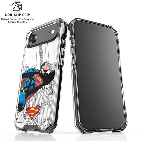 DC Comics Superman Super Speed Flying Over City iPhone 17 Air Clear Case