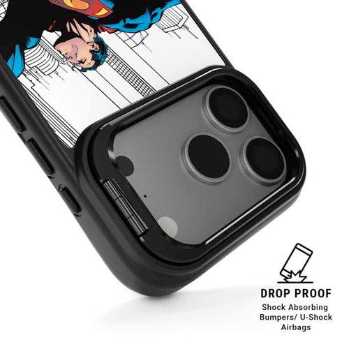 DC Comics Superman Super Speed Flying Over City iPhone 17 Pro Kickstand Case