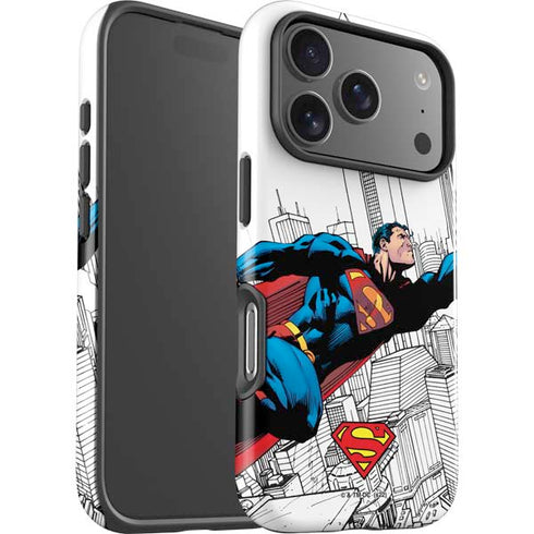 DC Comics Superman Super Speed Flying Over City iPhone 17 Pro Max Impact Case