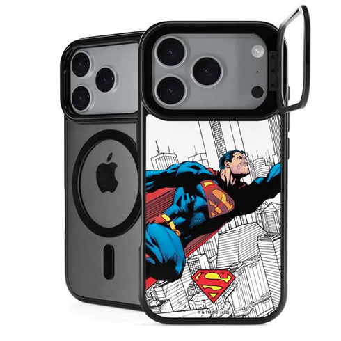 DC Comics Superman Super Speed Flying Over City iPhone 17 Pro Max Kickstand Case