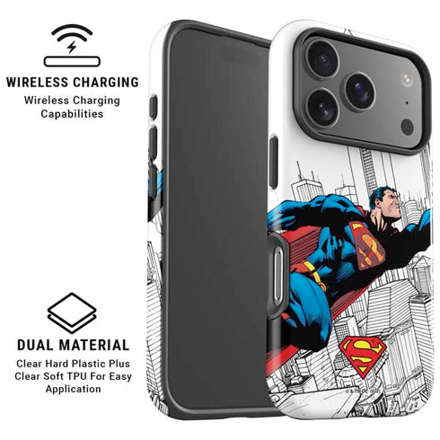 DC Comics Superman Super Speed Flying Over City iPhone 17 Pro Max Magsafe Impact Case