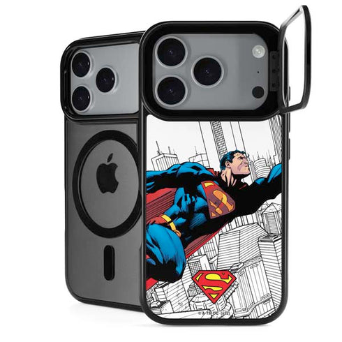 DC Comics Superman Super Speed Flying Over City iPhone 18 Pro Kickstand Case