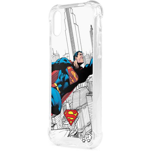 DC Comics Superman Super Speed Flying Over City iPhone XS Clear Case