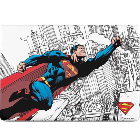 DC Comics Superman Super Speed Flying Over City MacBook Skins