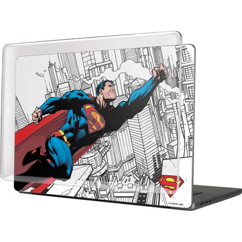DC Comics Superman Super Speed Flying Over City MacBook Cases