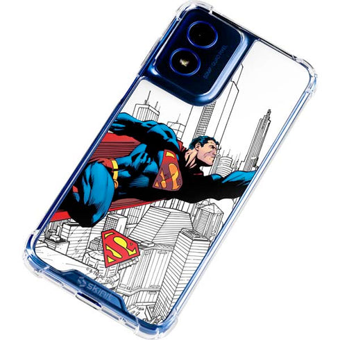 DC Comics Superman Super Speed Flying Over City Moto G Play 4G (2024) Clear Case