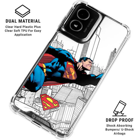 DC Comics Superman Super Speed Flying Over City Moto G Power 5G (2024) Clear Case