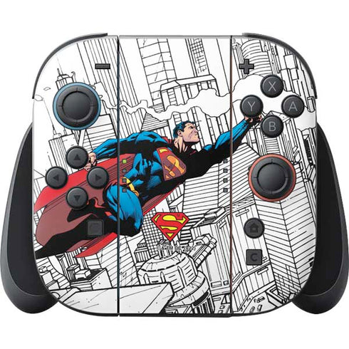 DC Comics Superman Super Speed Flying Over City Nintendo Skins