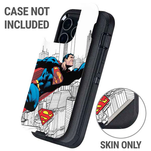 DC Comics Superman Super Speed Flying Over City Otterbox Defender iPhone Skin