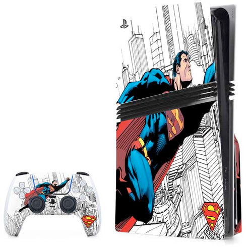 DC Comics Superman Super Speed Flying Over City PS5 Pro Disk Bundle Skin