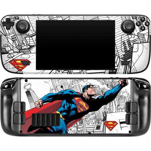 DC Comics Superman Super Speed Flying Over City Steam Deck Handheld Gaming Computer OLED Skin