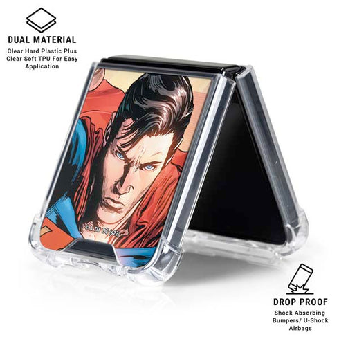 DC Comics Superman Flying Pose Action Comics #957 Art by Patch Zircher Galaxy Z Flip6 Clear Case