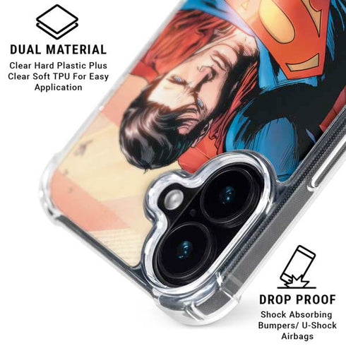 DC Comics Superman Flying Pose Action Comics #957 Art by Patch Zircher iPhone 16 Plus Clear Case