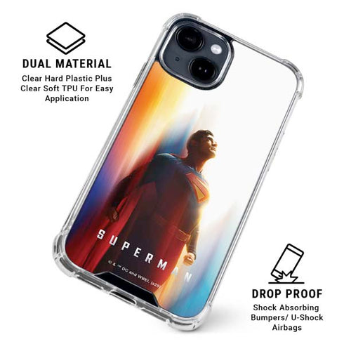 Superman 2025 Man of Steel Ascension Heroic Glow iPhone 14 Plus Clear Case
