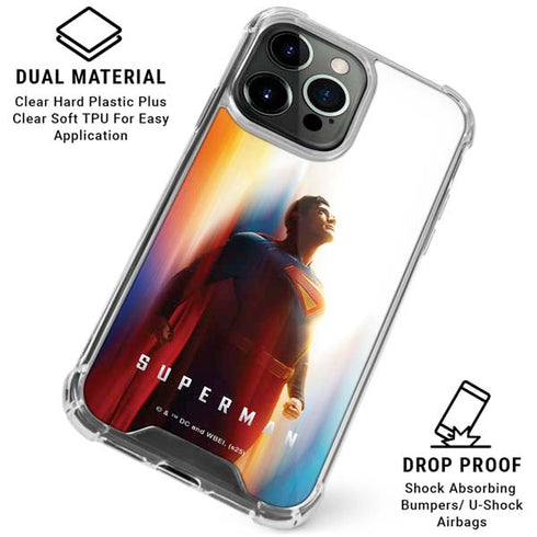 Superman 2025 Man of Steel Ascension Heroic Glow iPhone 15 Pro Max Clear Case