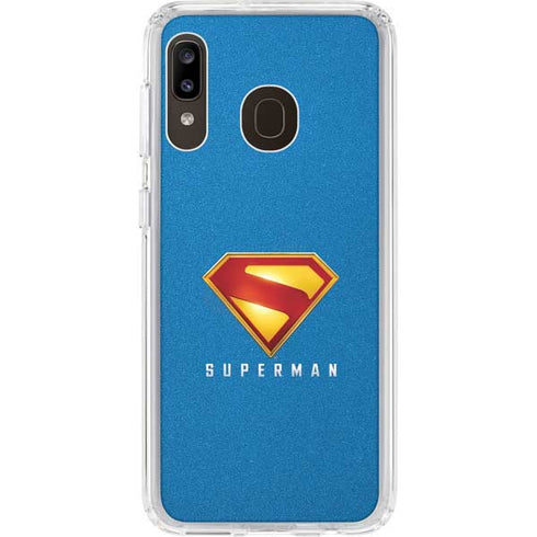 Superman 2025 Classic Superman Shield Emblem Galaxy A20 Clear Case