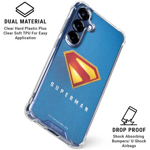 Superman 2025 Classic Superman Shield Emblem Galaxy S25 Plus Clear Case