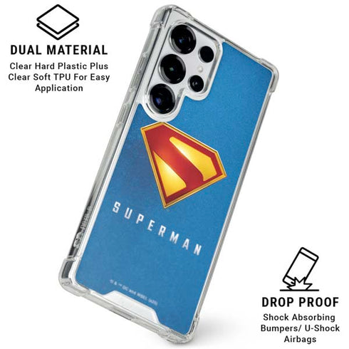 Superman 2025 Classic Superman Shield Emblem Galaxy S25 Ultra Clear Case