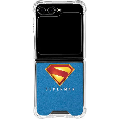 Superman 2025 Classic Superman Shield Emblem Galaxy Z Flip5 5G Clear Case