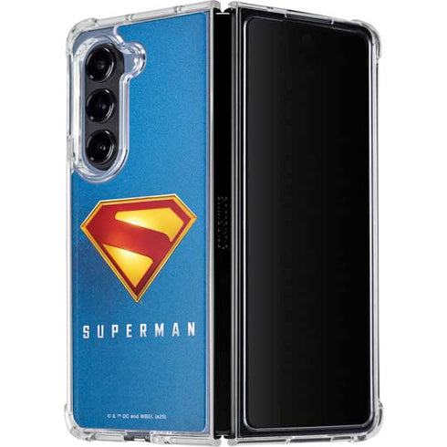 Superman 2025 Classic Superman Shield Emblem Galaxy Z Fold5 5G Clear Case