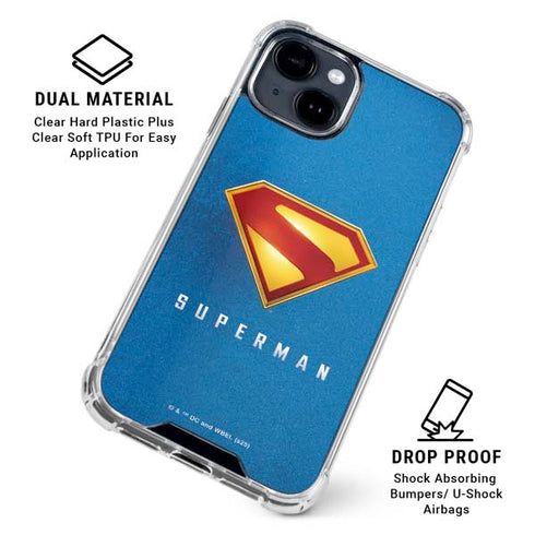 Superman 2025 Classic Superman Shield Emblem iPhone 15 Plus Clear Case
