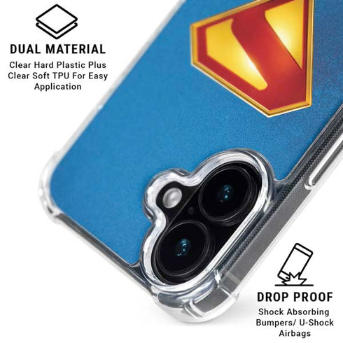 Superman 2025 Classic Superman Shield Emblem iPhone 16 Clear Case