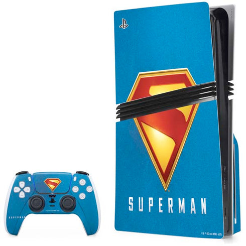 Superman 2025 Classic Superman Shield Emblem PS5 Pro Disk Bundle Skin