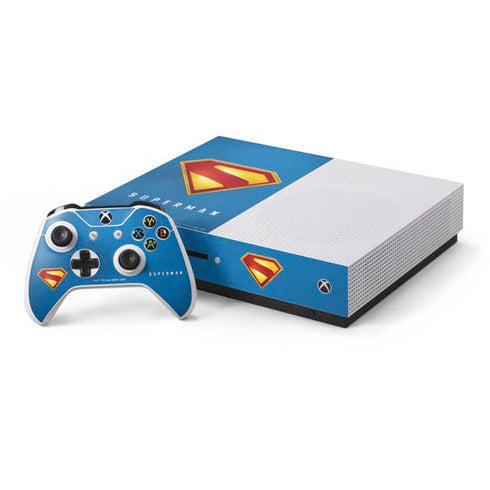 Superman 2025 Classic Superman Shield Emblem Xbox One S Console and Controller Bundle Skin