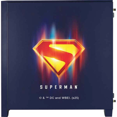 Superman 2025 Energy Shield Neon Emblem Corsair 4000D Tempered Glass Mid-Tower ATX Case Skin