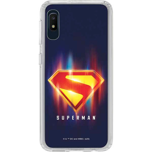 Superman 2025 Energy Shield Neon Emblem Galaxy A10e Clear Case