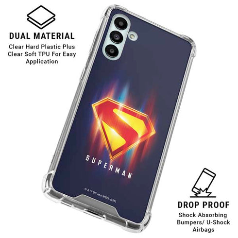 Superman 2025 Energy Shield Neon Emblem Galaxy A13 5G Clear Case